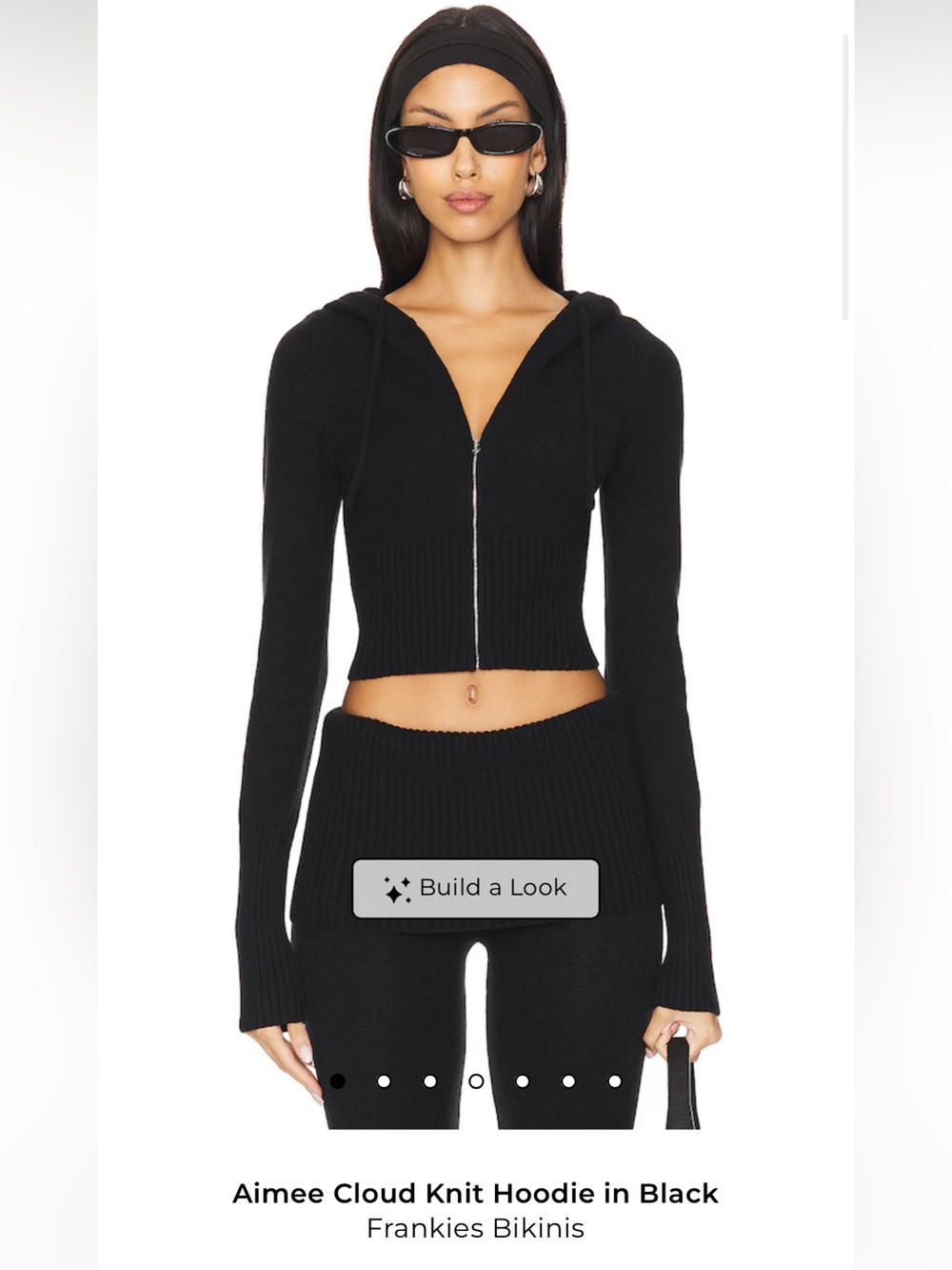 Frankie's Bikinis Aimee Cloud Cropped Zip Hoodie - Black
